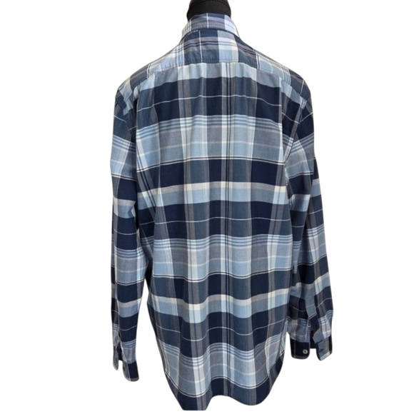 Lacoste Blue Plaid Regular Fit Men's Button Up Shirt Size L - Picture 2 of 5